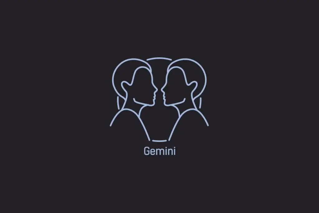 Ilustração do signo de Gêmeos contendo dois rostos humanos posicionados frente a frente