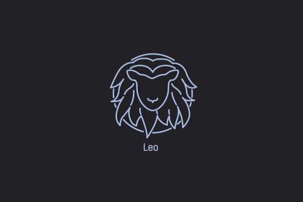 Ilustração do signo de Leão contendo a cabeça de um leão com uma juba