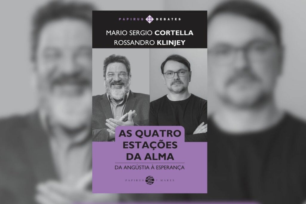 Capa de livro com a título e nome do livro e com a imagem em preto e branco de dois homens