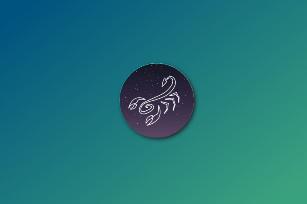 Ilustração do signo de escorpião em um fundo verde