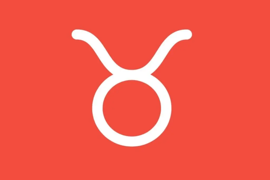 Ilustração branca do signo de touro em fundo de cor salmão 