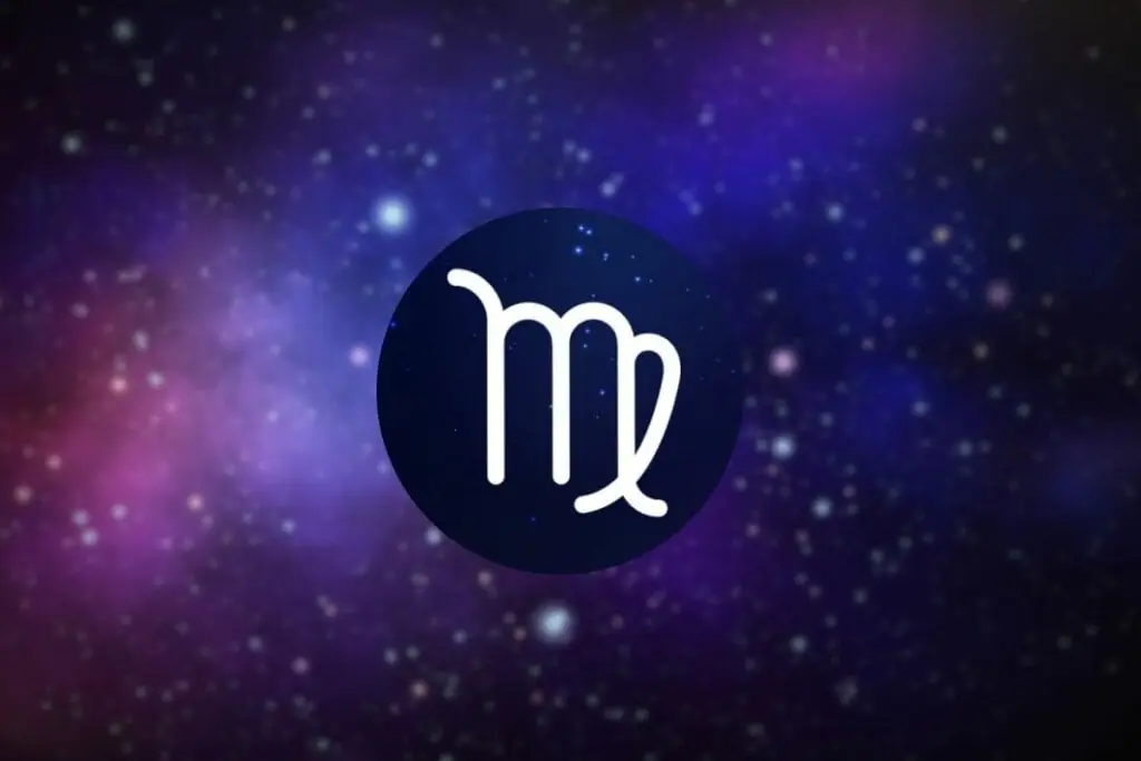 Ilustração do signo de virgem no espaço com estrelas ao redor