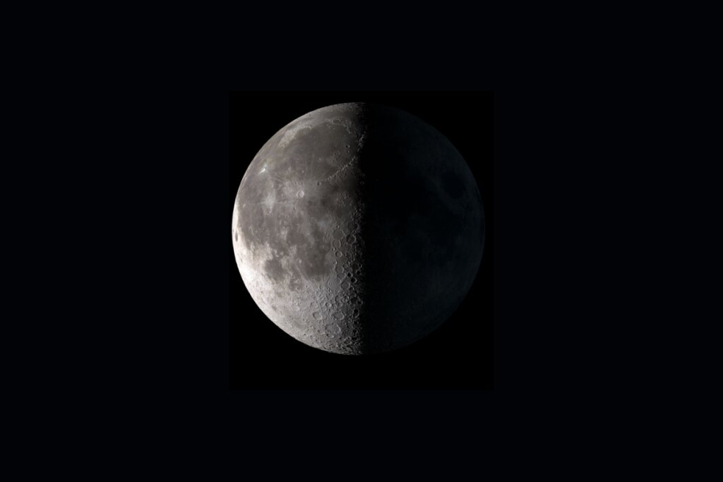 Ilustração da lua quarto crescente