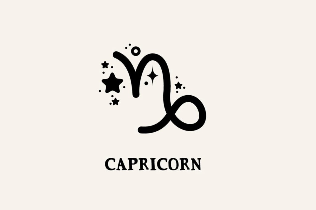 Ilustração com estrelas do signo de Capricórnio em um fundo bege