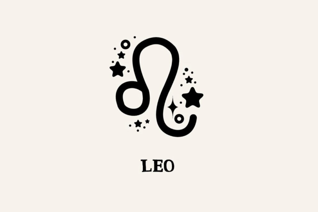 Ilustração com estrelas do signo de Leão em um fundo bege