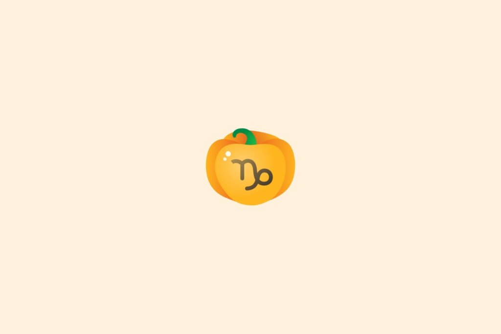 Ilustração do signo de capricórnio dentro de uma abóbora sobre um fundo laranja-claro