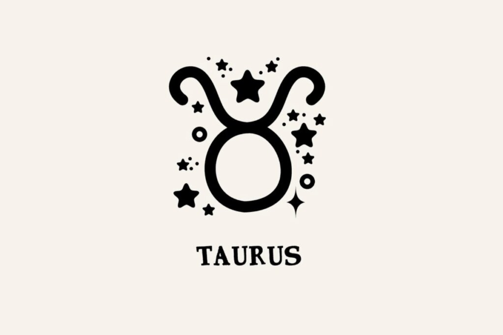 Ilustração com estrelas do signo de Touro em um fundo bege