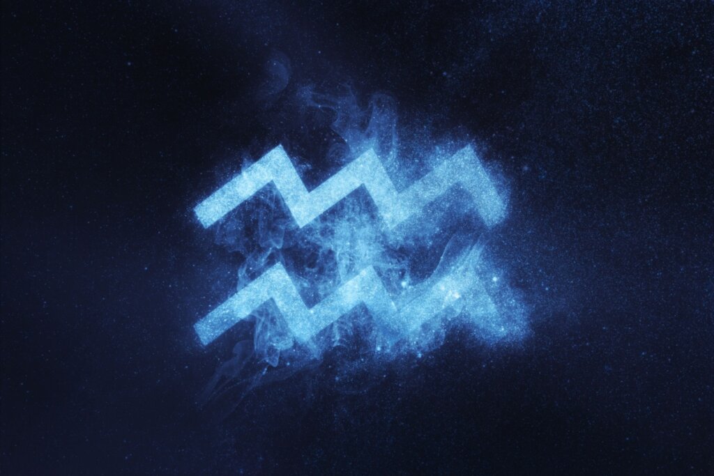 Símbolo do signo de aquário em azul