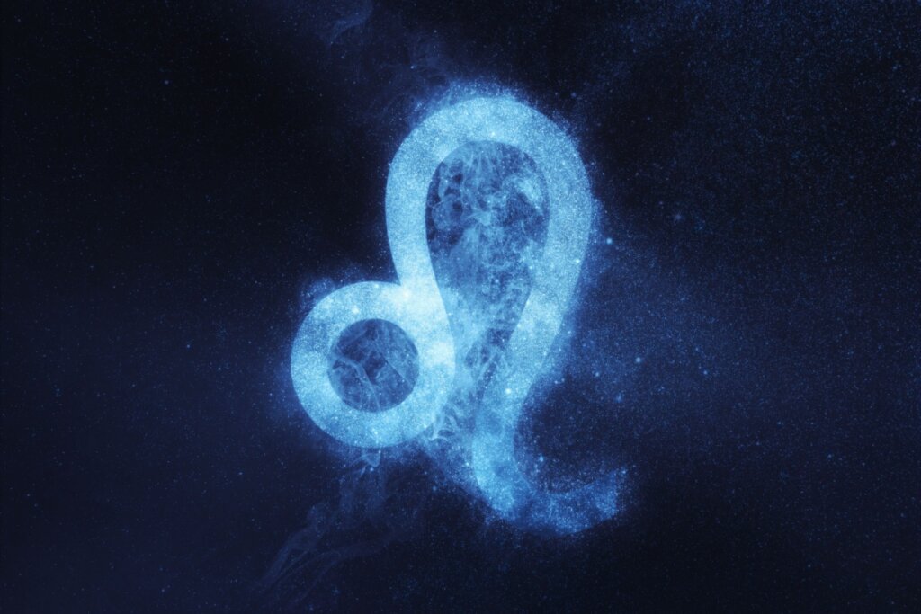 Símbolo do signo de leão em azul