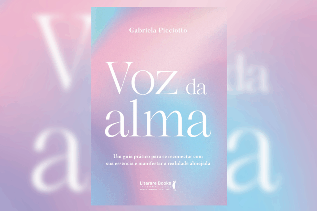 Capa do livro 'Voz da alma", com o nome do livro em branco centralizado em um fundo roxo e azul