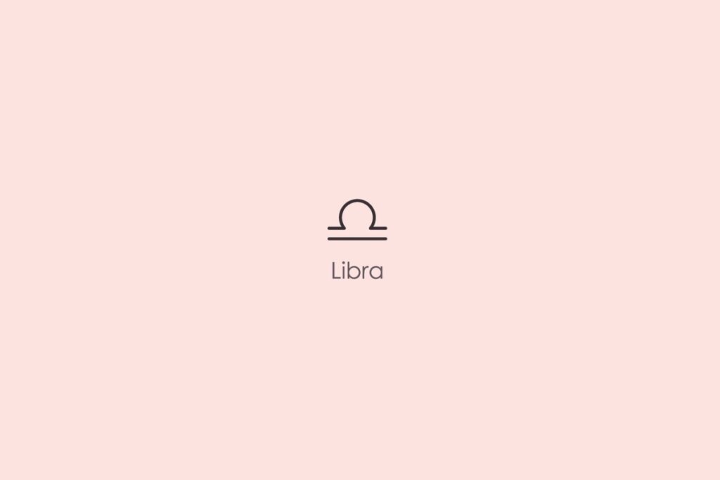 Ilustração do signo de libra em marrom em um fundo rosa-claro