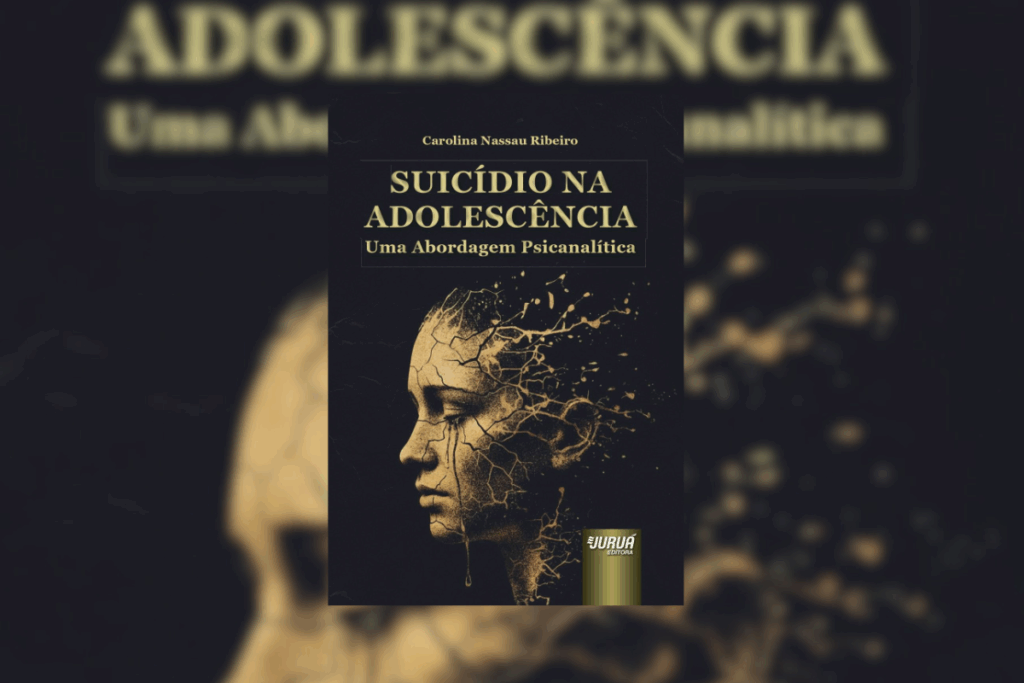 Capa de livro preta com título e nome do autor em bege e ilustração de uma cabeça humana se desfazendo em bege