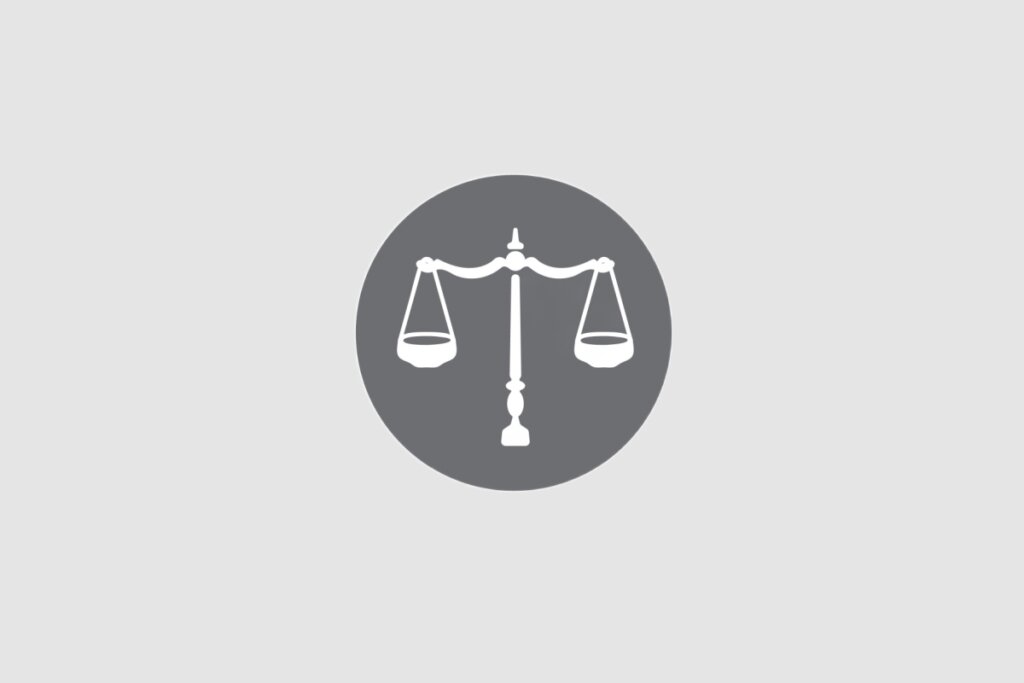 Ilustração do signo de Libra contendo uma balança em fundo cinza