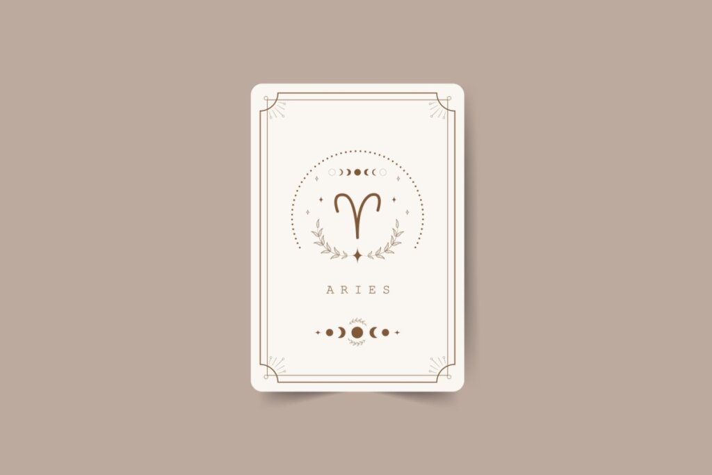 Ilustração do signo de áries em uma carta de tarot