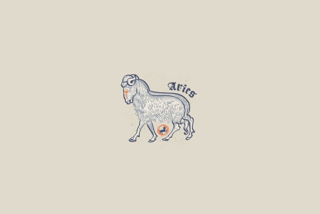 Ilustração do signo de áries em um fundo bege