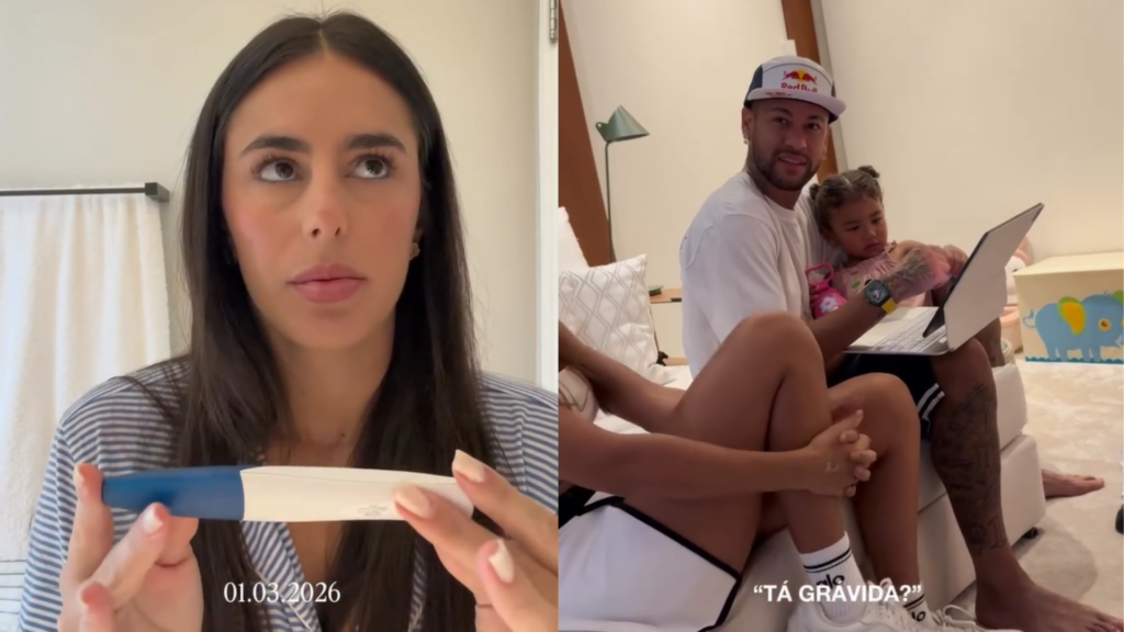 Bianca Biancardi com teste de gravidez