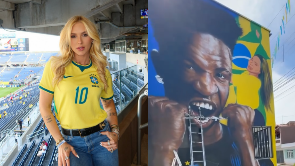 Virginia com camiseta da seleção brasileira