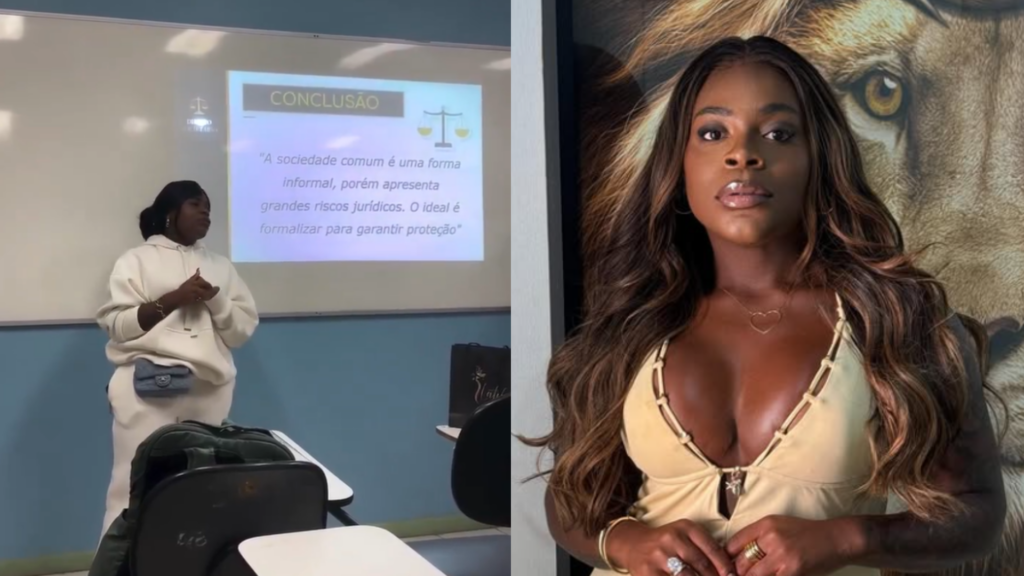 Jojo Todynho apresentando trabalho na faculdade