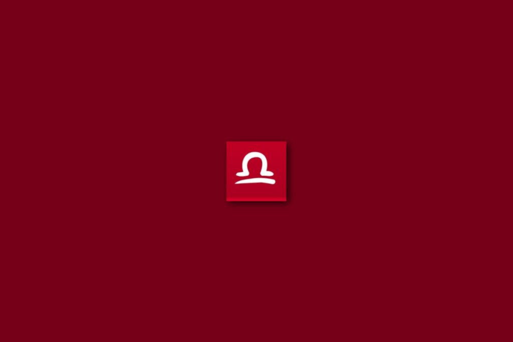 Ilustração do signo de libra em um fundo vermelho