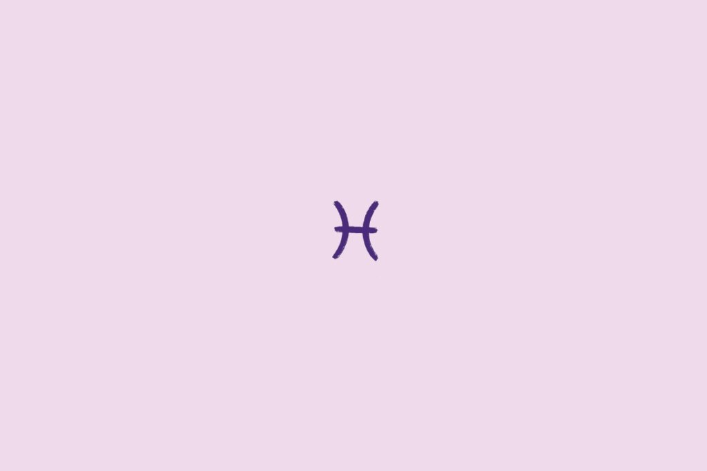 Ilustração do signo de peixes em roxo em um fundo roxo-claro