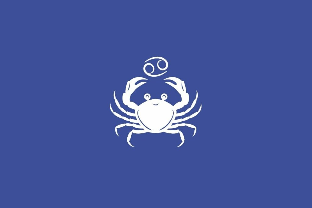 Ilustração do signo de Câncer em um fundo azul-escuro 