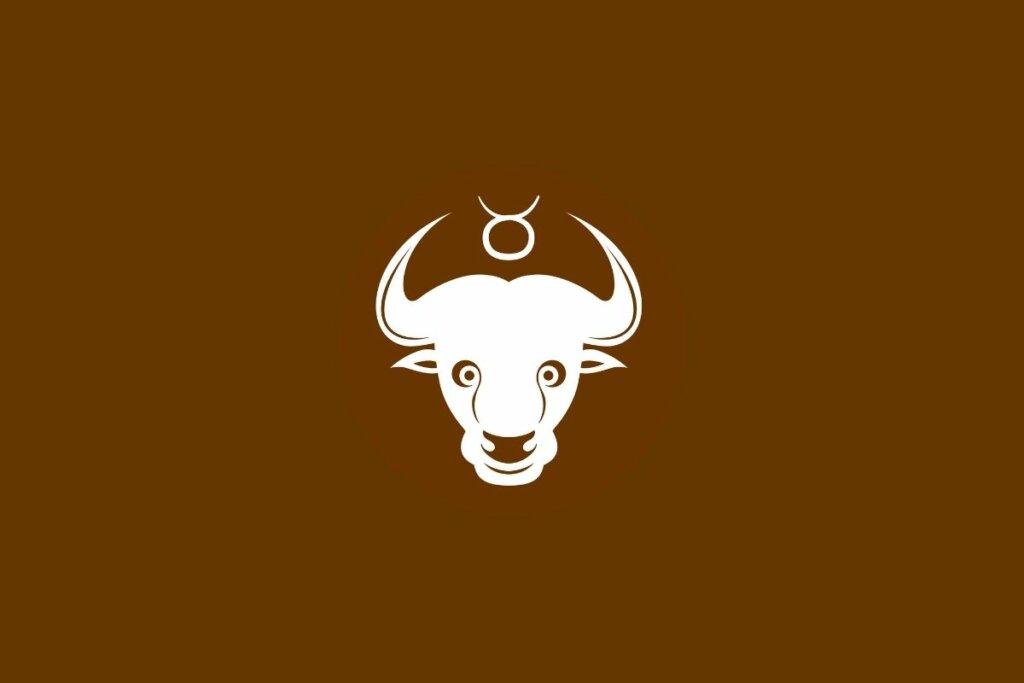 Ilustração do signo de Touro em um fundo marrom 