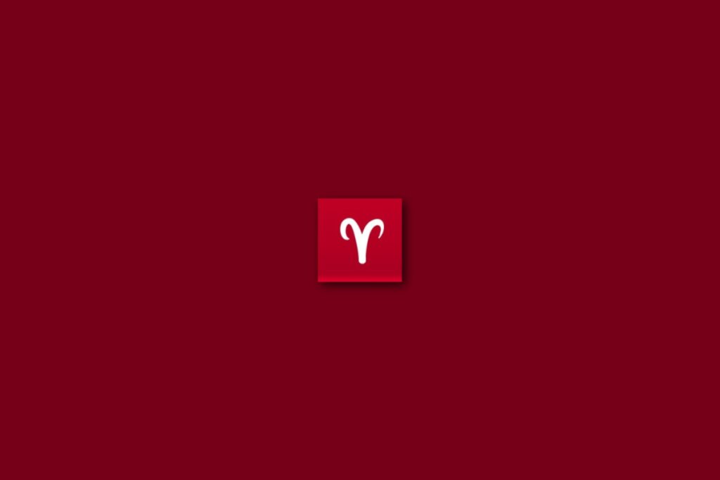 Ilustração do signo de áries em um fundo vermelho