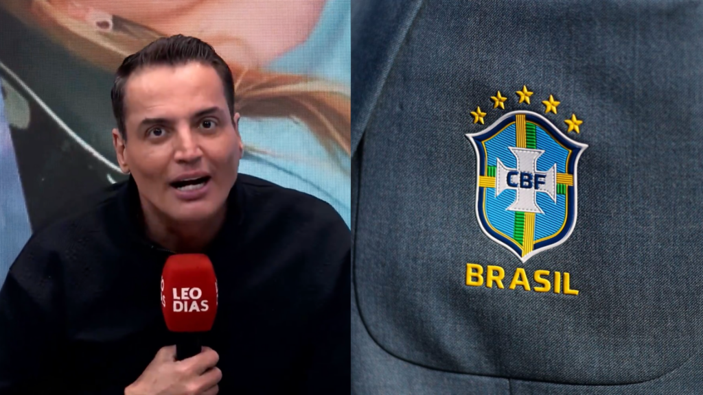 Leo Dias e escudo da seleção brasileira