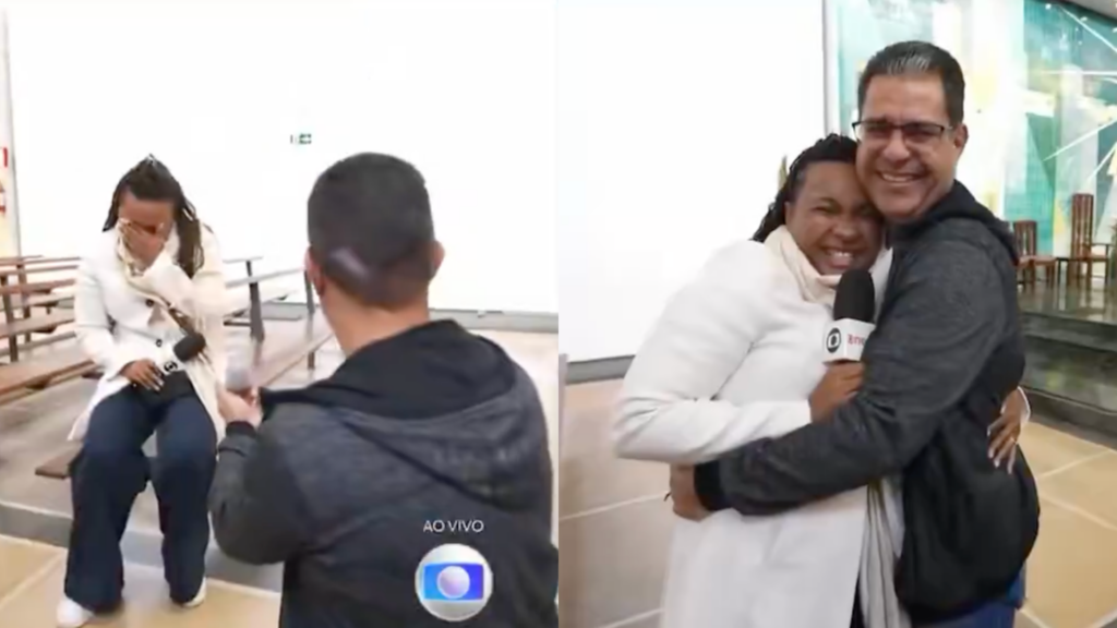Repórter da Globo pedida em casamento em igreja
