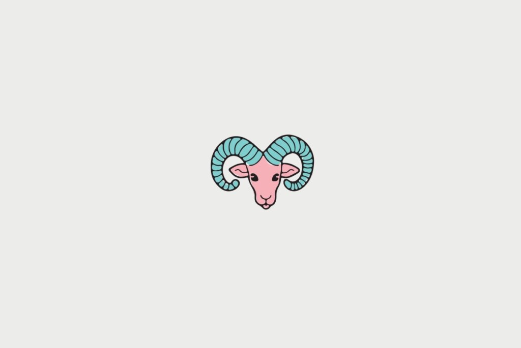 Ilustração de uma cabra, centralizado em fundo cinza-claro, representando o signo de áries