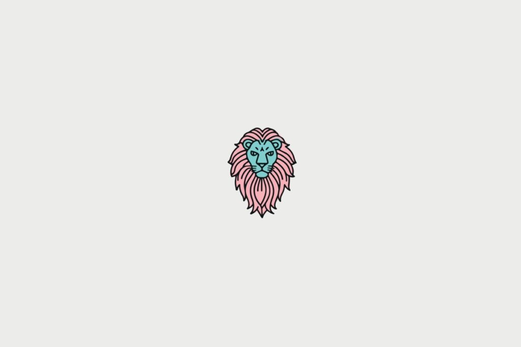 Ilustração de um leão, centralizado em fundo cinza-claro, representando o signo de leão
