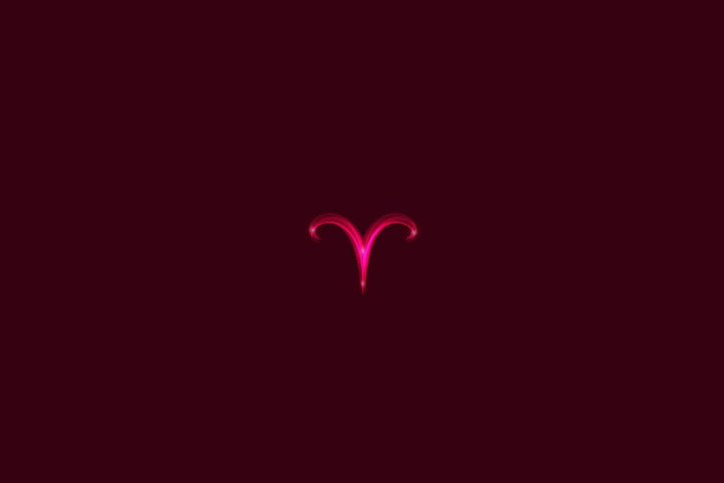 Ilustração do signo de áries rosa em um fundo vermelho