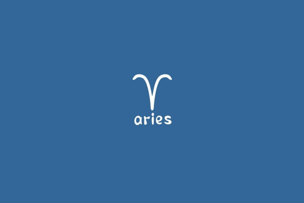 Ilustração do signo de áries centralizado em um fundo azul