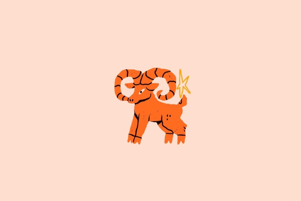 Ilustração de uma carneiro laranja em um fundo bege-claro