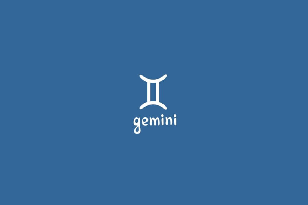 Ilustração do signo de gêmeos centralizado em um fundo azul