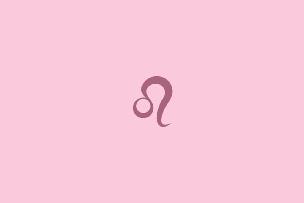 Ilustração do signo de leão centralizado em um fundo rosa-claro