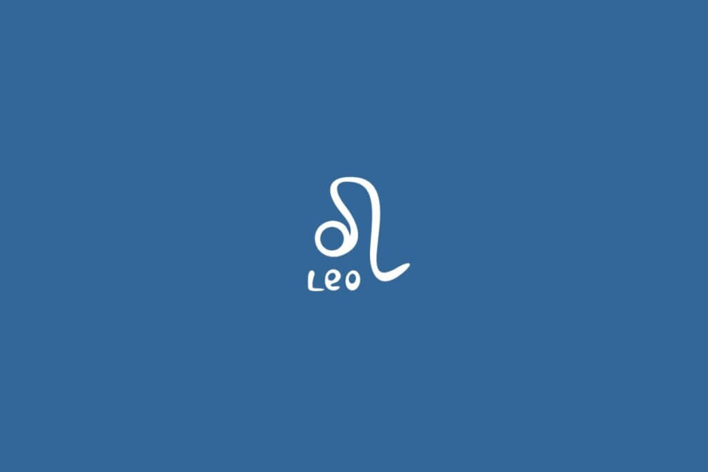 Ilustração do signo de leão centralizado em um fundo azul