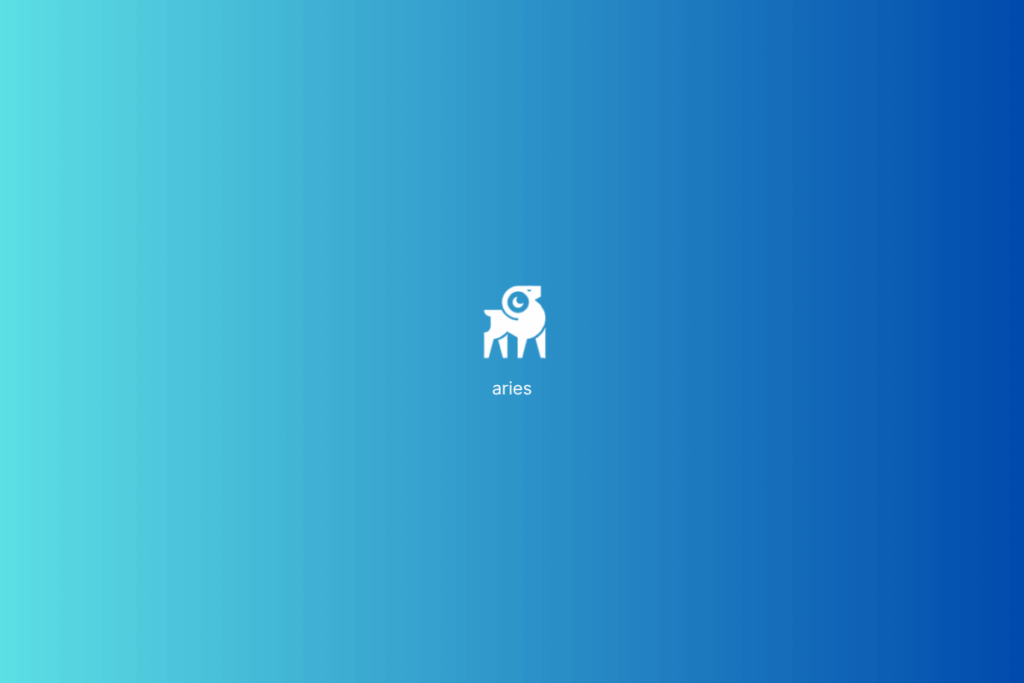 Símbolo do signo de Áries em branco em fundo em tons de azul