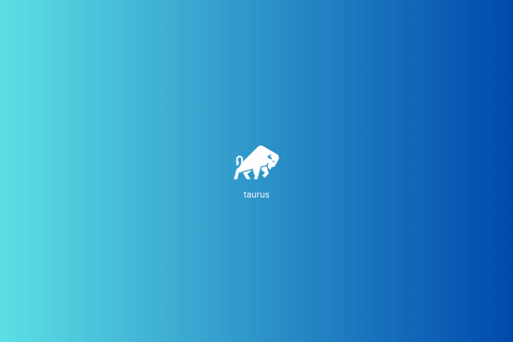 Símbolo do signo de Touro em branco em fundo em tons de azul