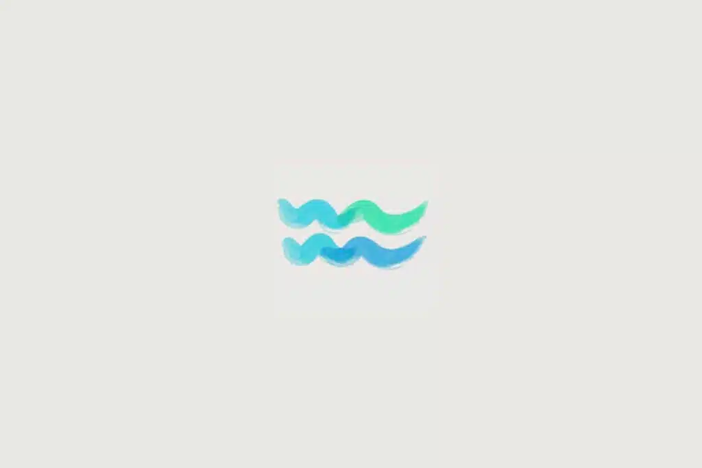 Ilustração do signo de aquário em azul sobre um fundo cinza