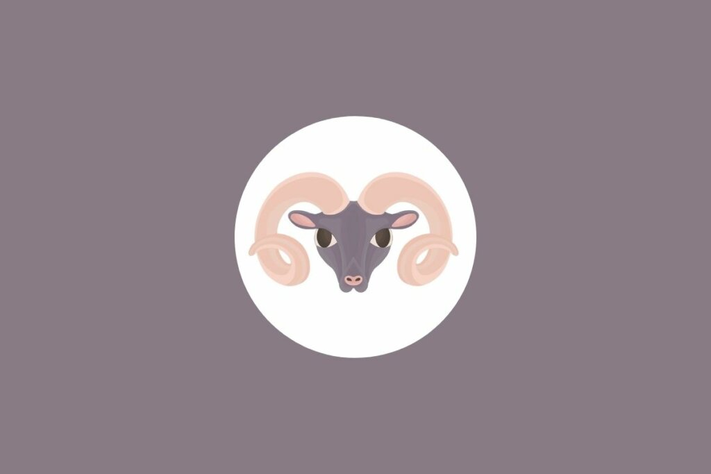 Ilustração de uma carneiro em um círculo branco sobre um fundo marrom-claro