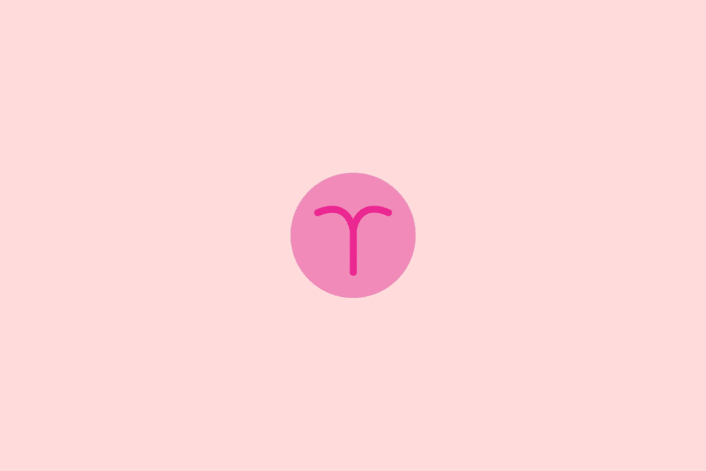 Ilustração do signo de Áries rosa em círculo rosa e em fundo rosa claro