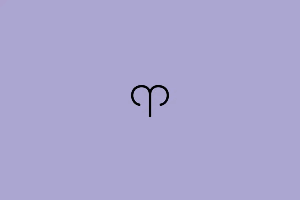 Ilustração em preto do signo de Áries em um fundo lilás