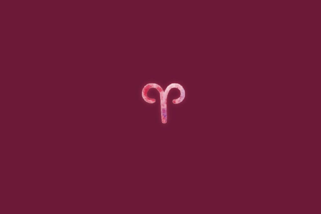 Ilustração do signo de áries centralizado em um fundo rosa