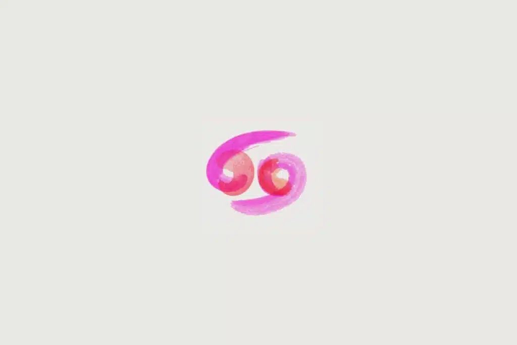 Ilustração do signo de câncer em rosa sobre um fundo cinza