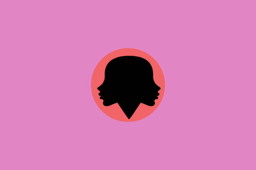 Ilustração do signo de gêmeos dentro de um círculo vermelho e centralizado em fundo rosa