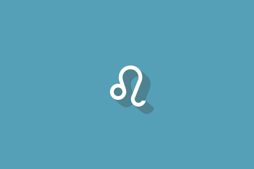 Ilustração do símbolo do signo de leão com sombreado e centralizado em fundo verde-água