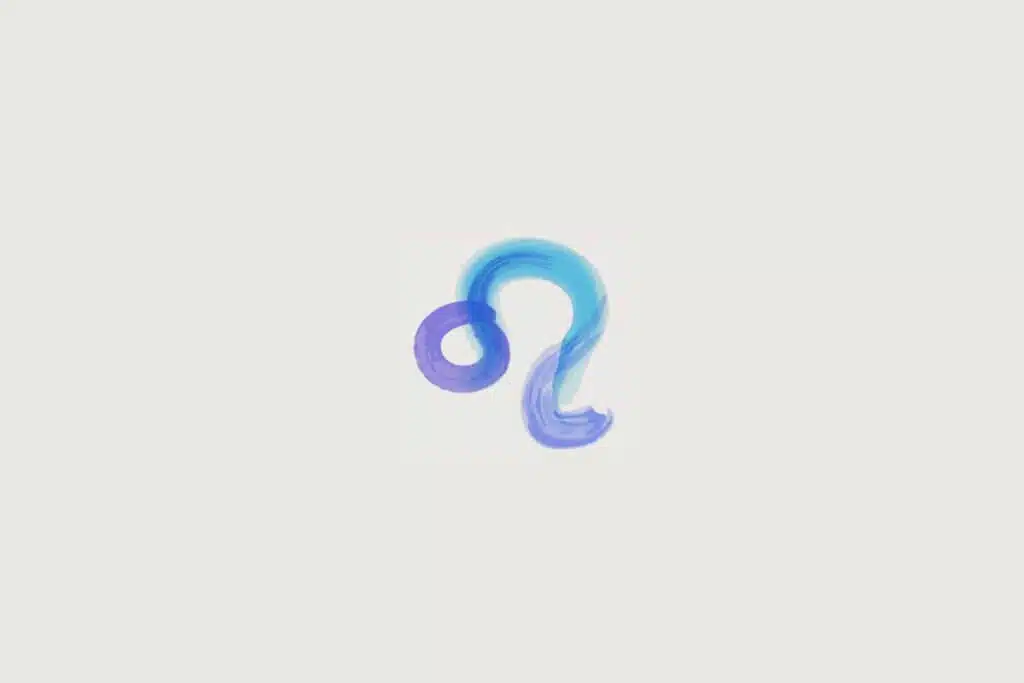 Ilustração do signo de leão em azul sobre um fundo cinza