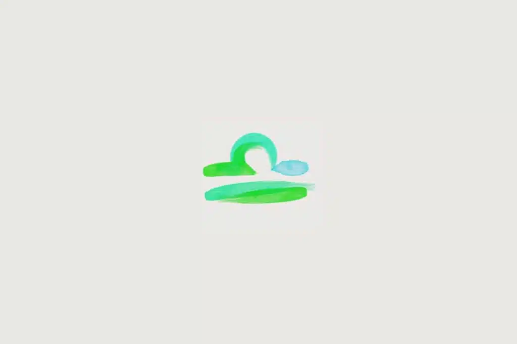 Ilustração do signo de libra em verde sobre um fundo cinza