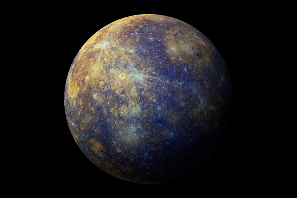 Imagem do planeta Mercúrio em fundo preto
